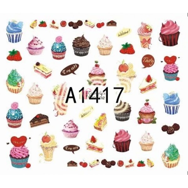 Stickere cu Apa pentru unghii cod A1417 Prajituri
